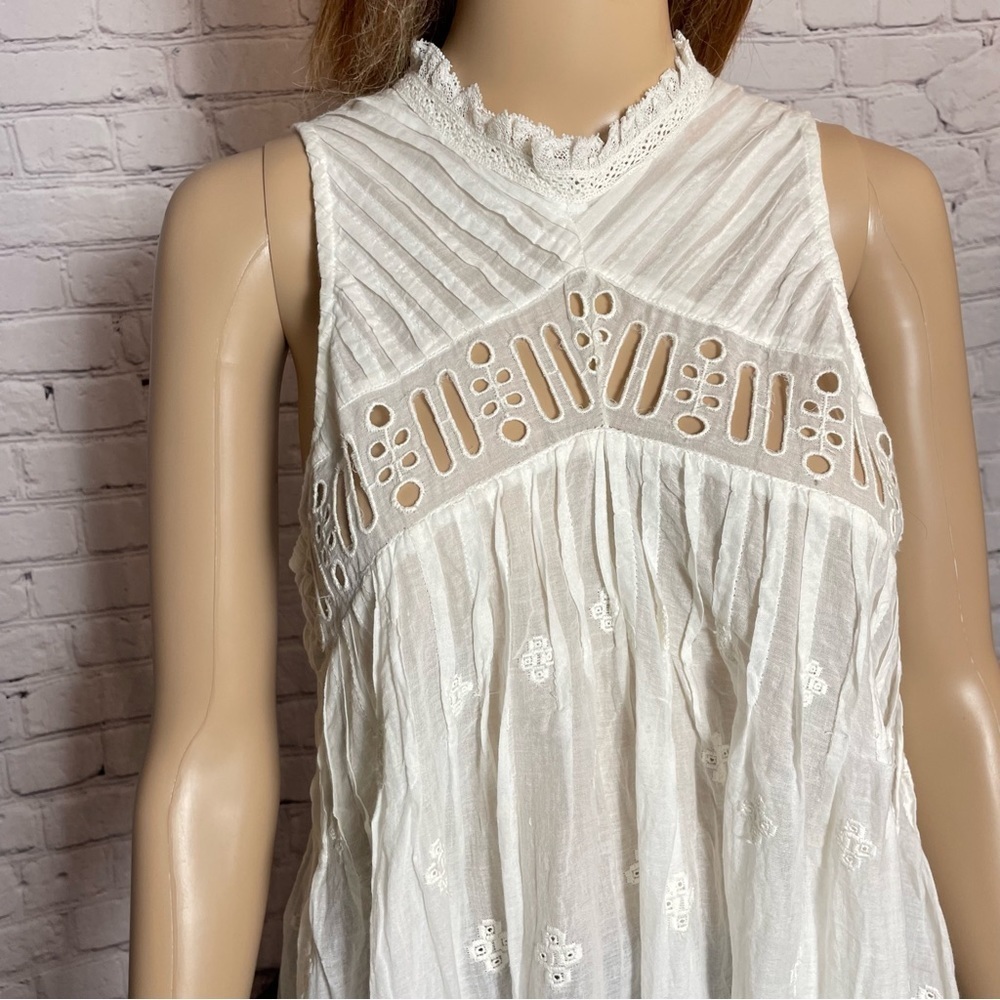 New Free People White Eloise Embroidered Tunic Size XS - Picture 10 of 16